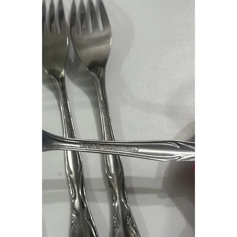 Vtg Superior International Chapel Hill Flatware Set of 4 Dinner Forks 7” USA